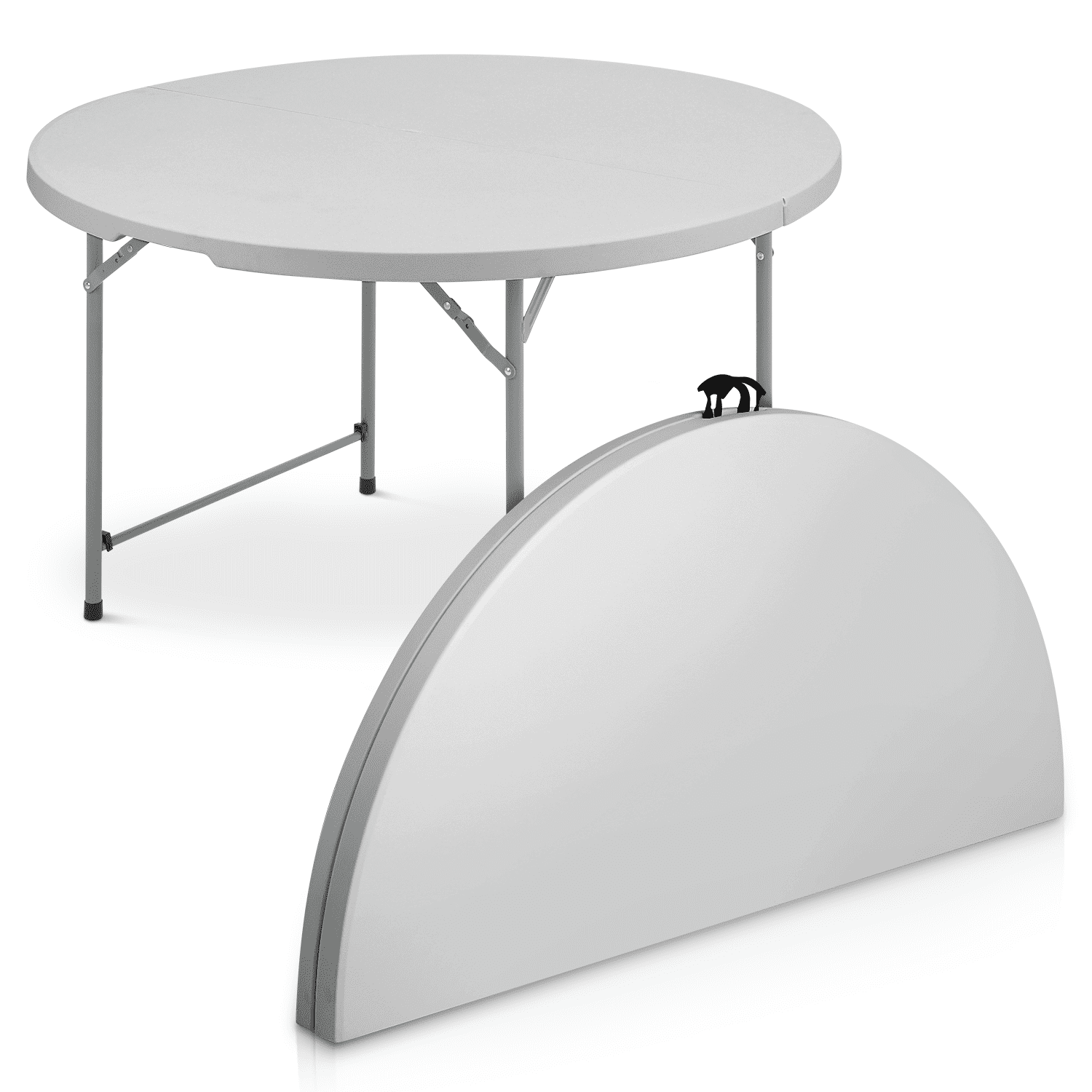 Gray 4FT Round Folding Plastic Table with Handle