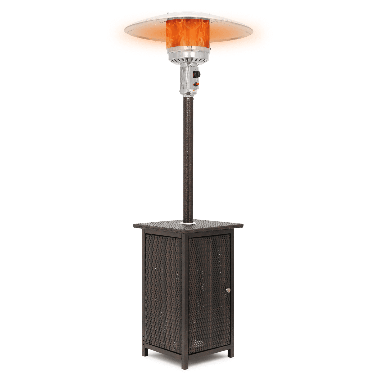 Brown Propane Patio Heater with Stainless Steel Burner and Table Top