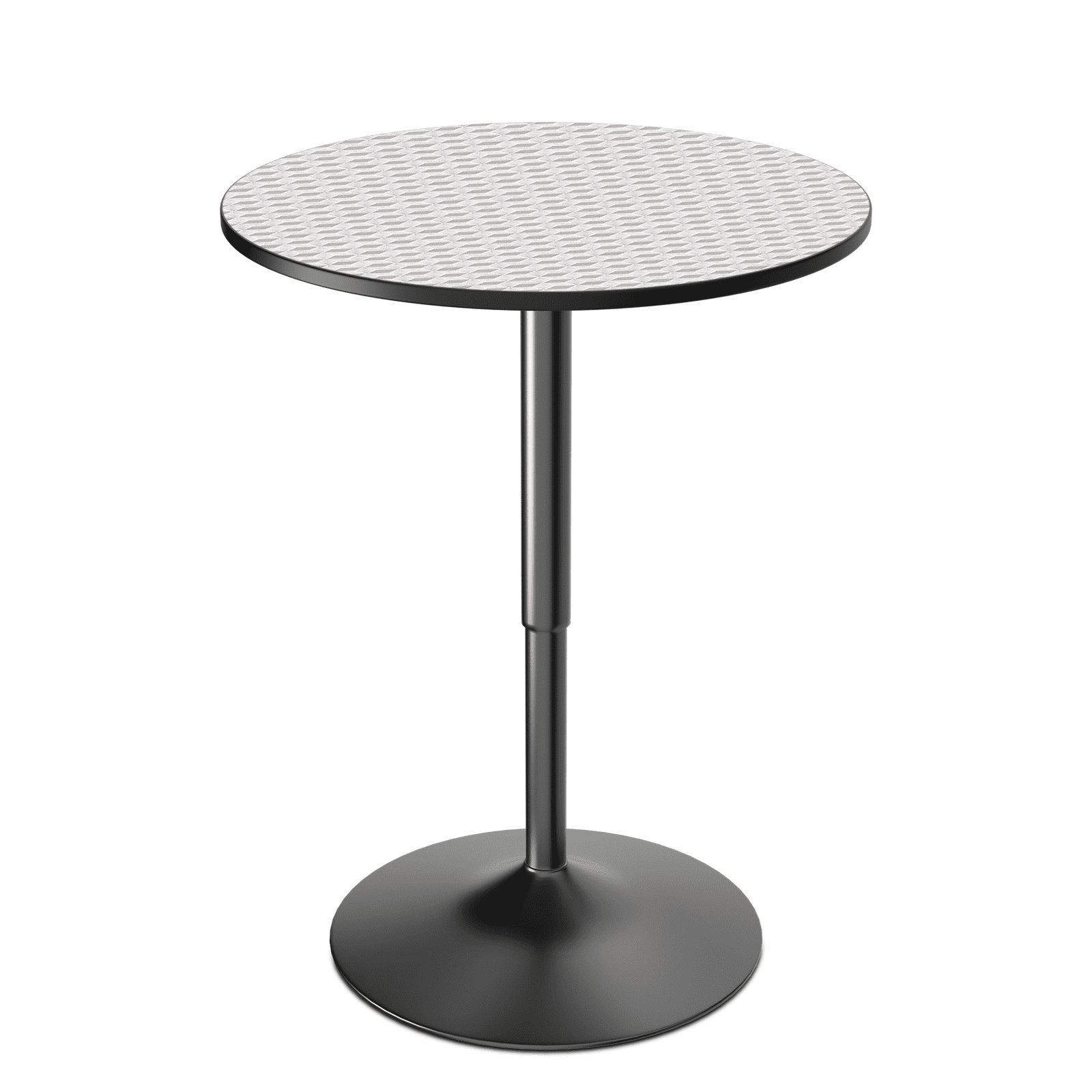 Adjustable Height Round Silver and Black Metal Pub Table