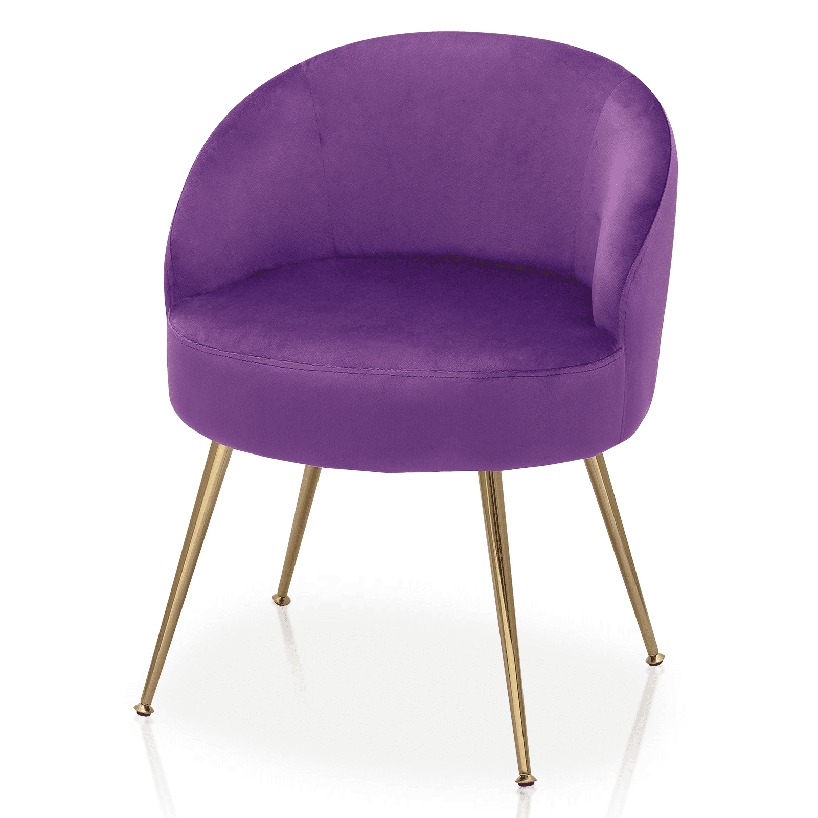 Purple Velvet Barrel Accent Chair with Gold Metal Legs