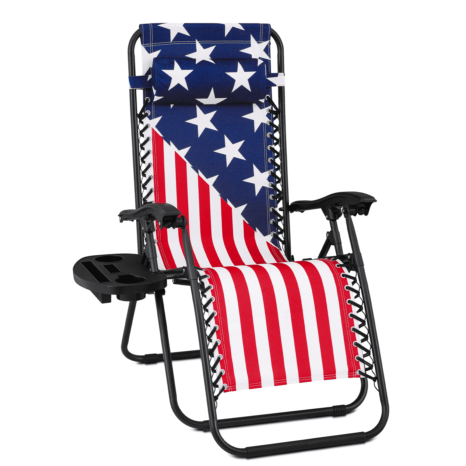 American Flag Outdoor Zero Gravity Recliner with Cup Holder