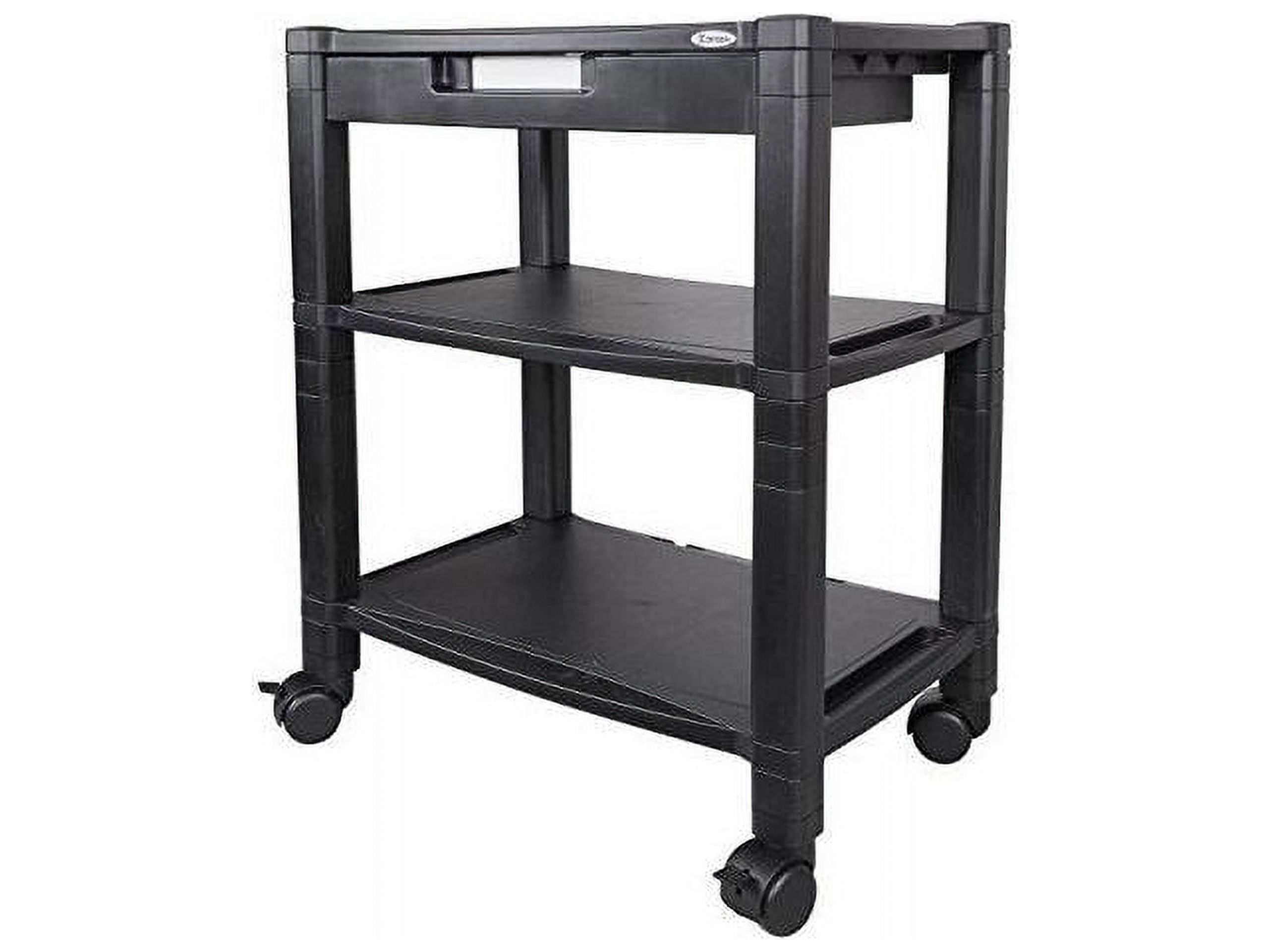 Adjustable Black Three-Shelf Mobile Printer Stand