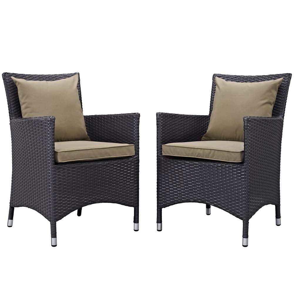 Espresso Mocha Rattan and Aluminum Outdoor Dining Chair