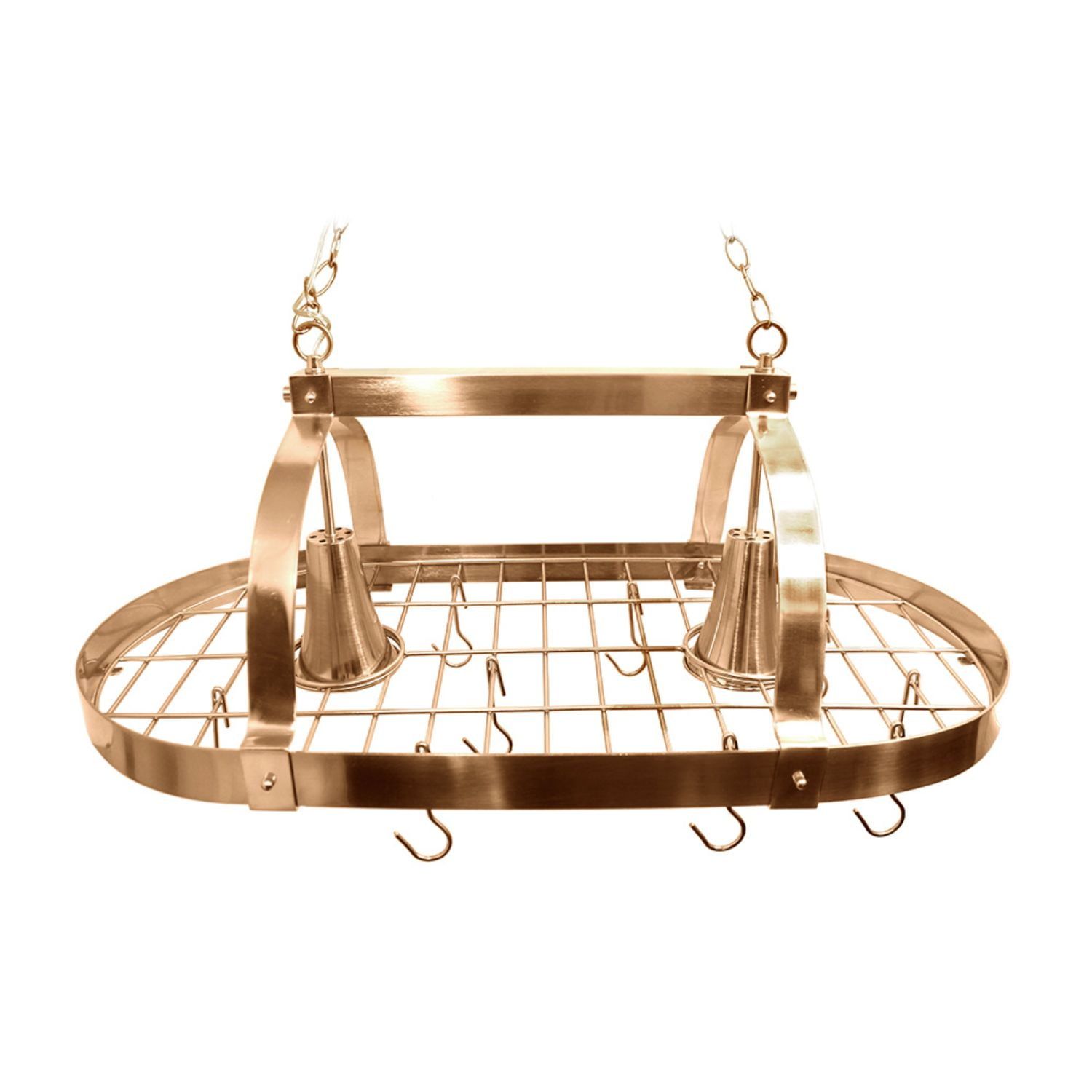 Copper Finish 2-Light Kitchen Pot Rack with Downlights