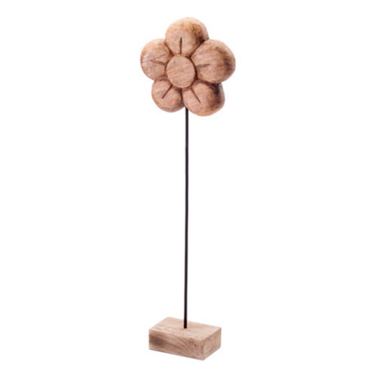 Rustic Carved Wood Daisy Flower on Stand - 33" Tall