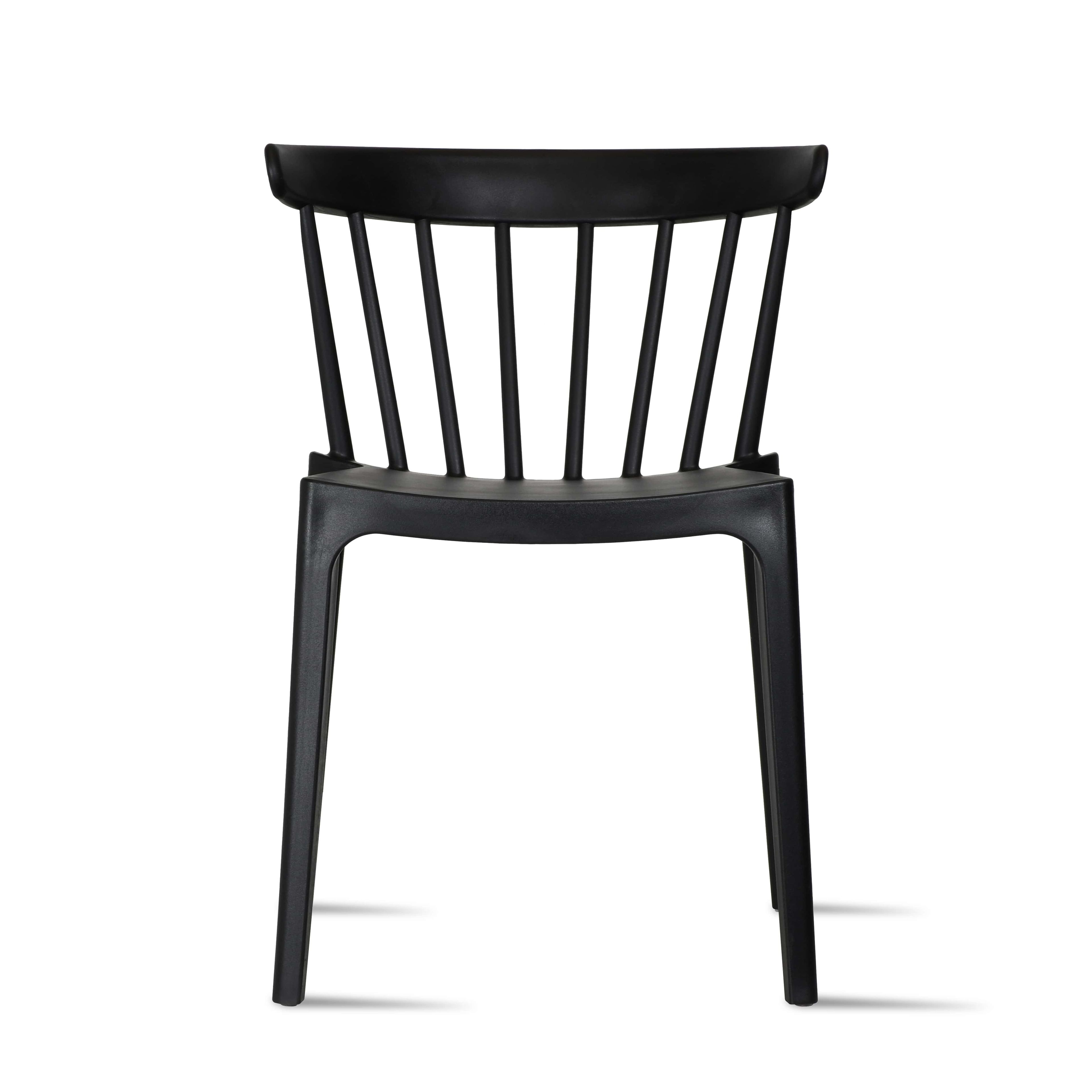 Black Molded Plastic Armless Stackable Dining Chair