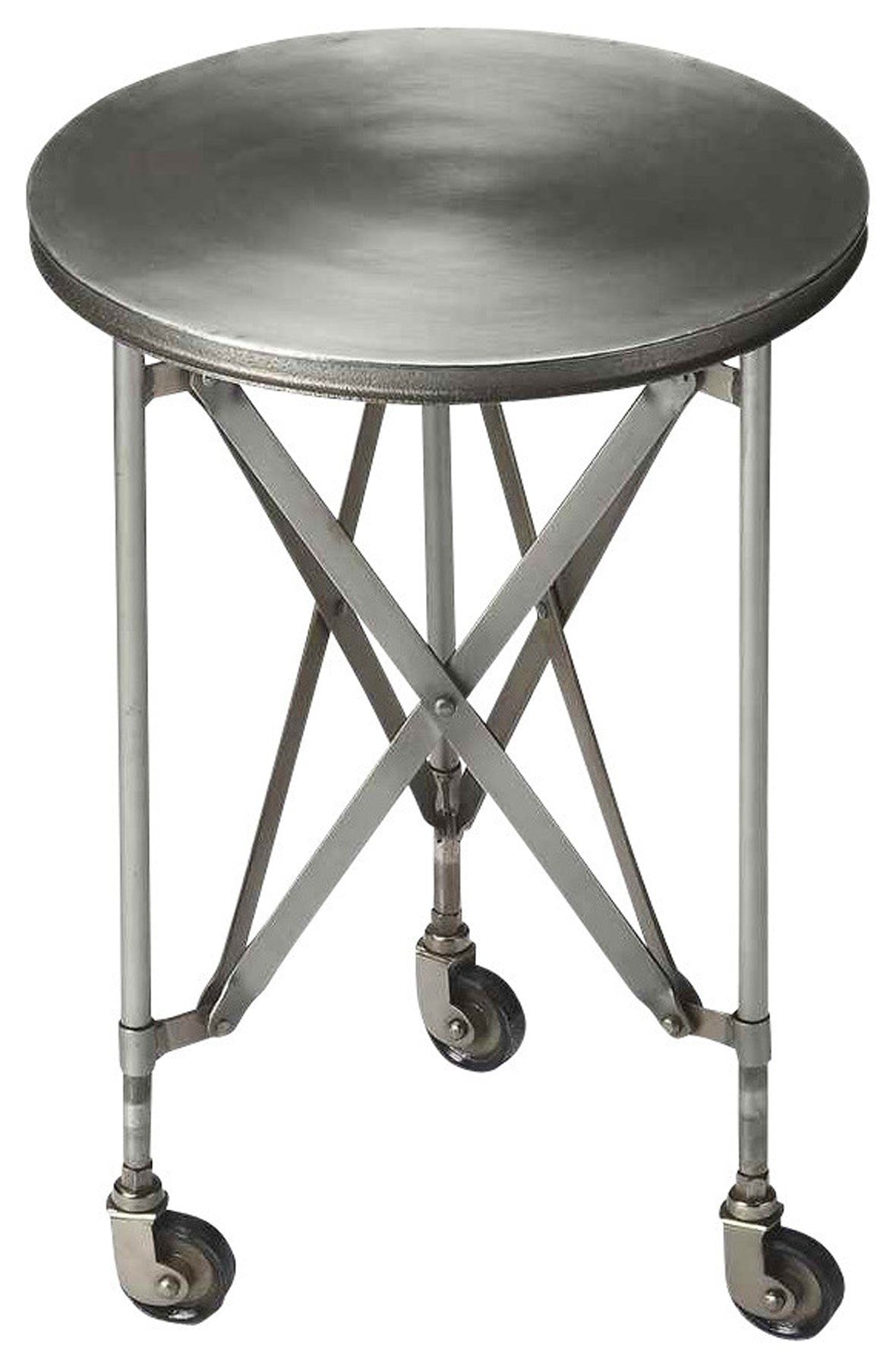 Costigan 16" Round Silver Metal Industrial Chic Side Table