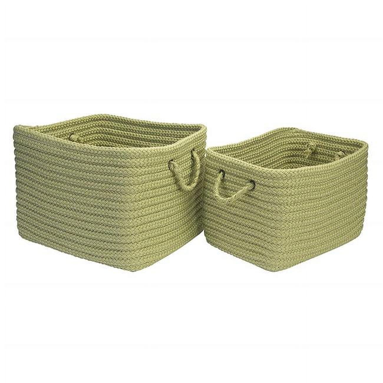 Modern Farmhouse Sage Braided 2-Piece Storage Basket Set