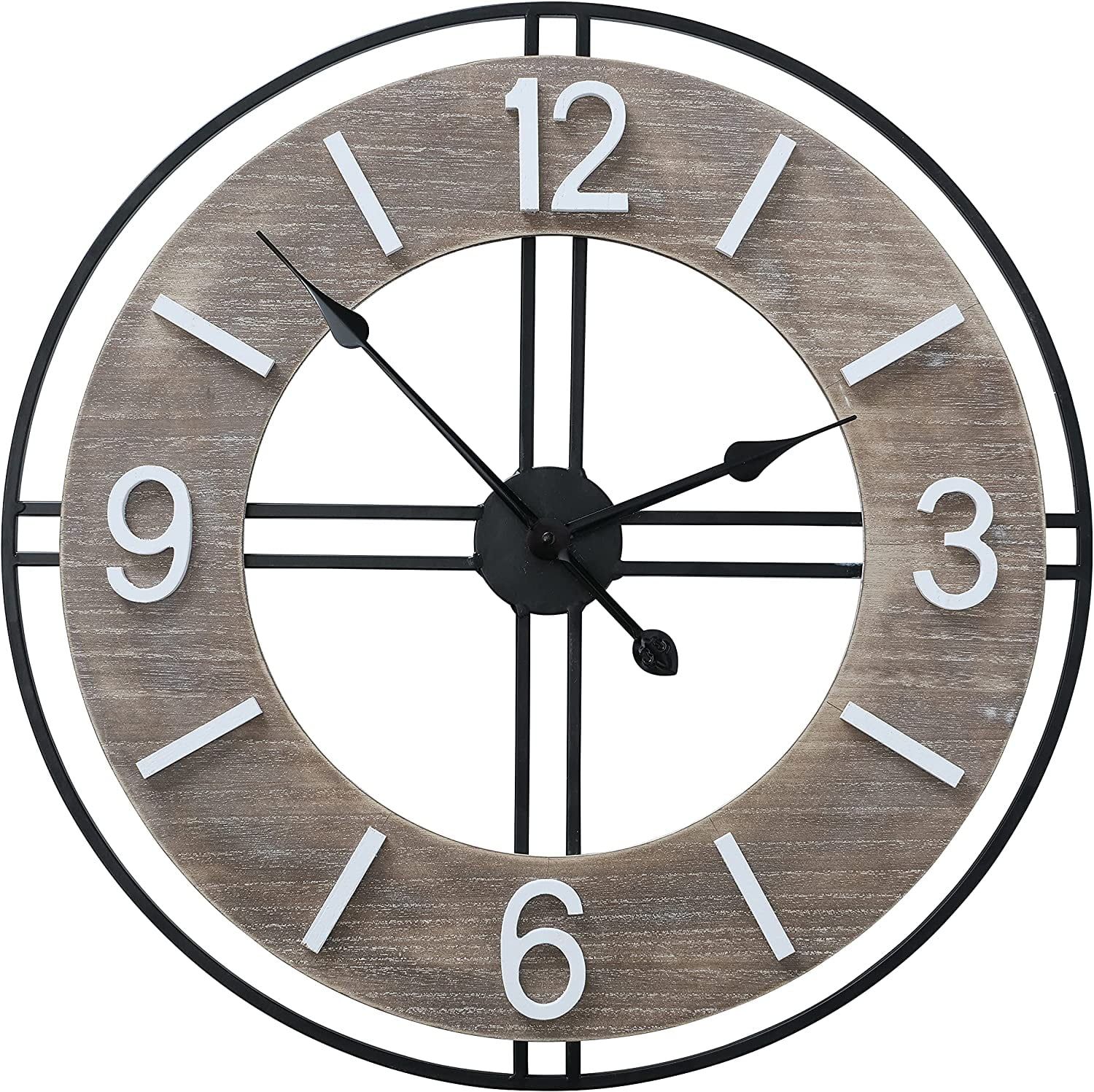 Modern Farmhouse Black Metal and MDF Wall Clock