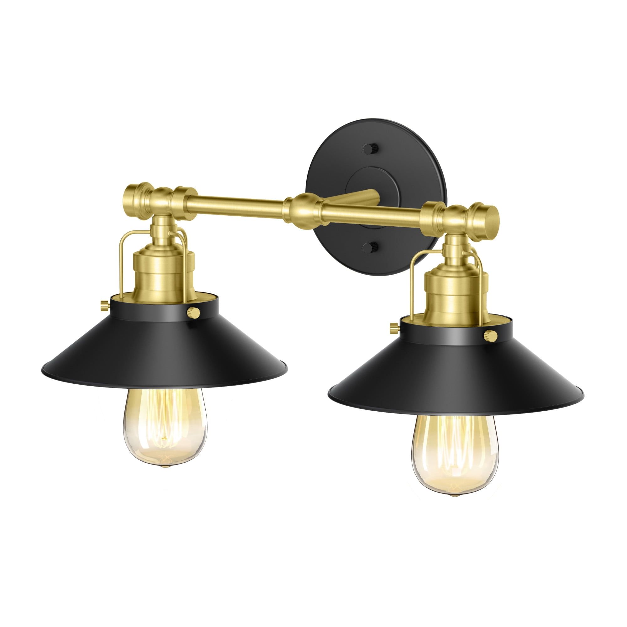 Modern Farmhouse 2-Light Matte Black and Brass Vanity Sconce