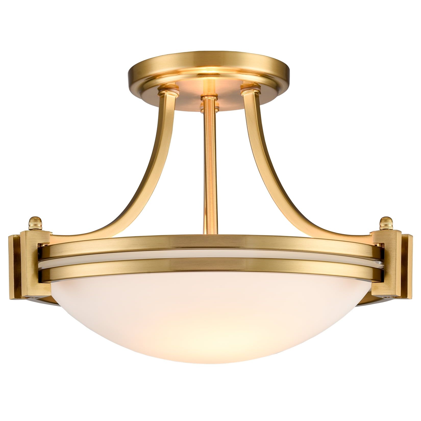 Modern Gold Frosted Glass Bowl Ceiling Light Fixture