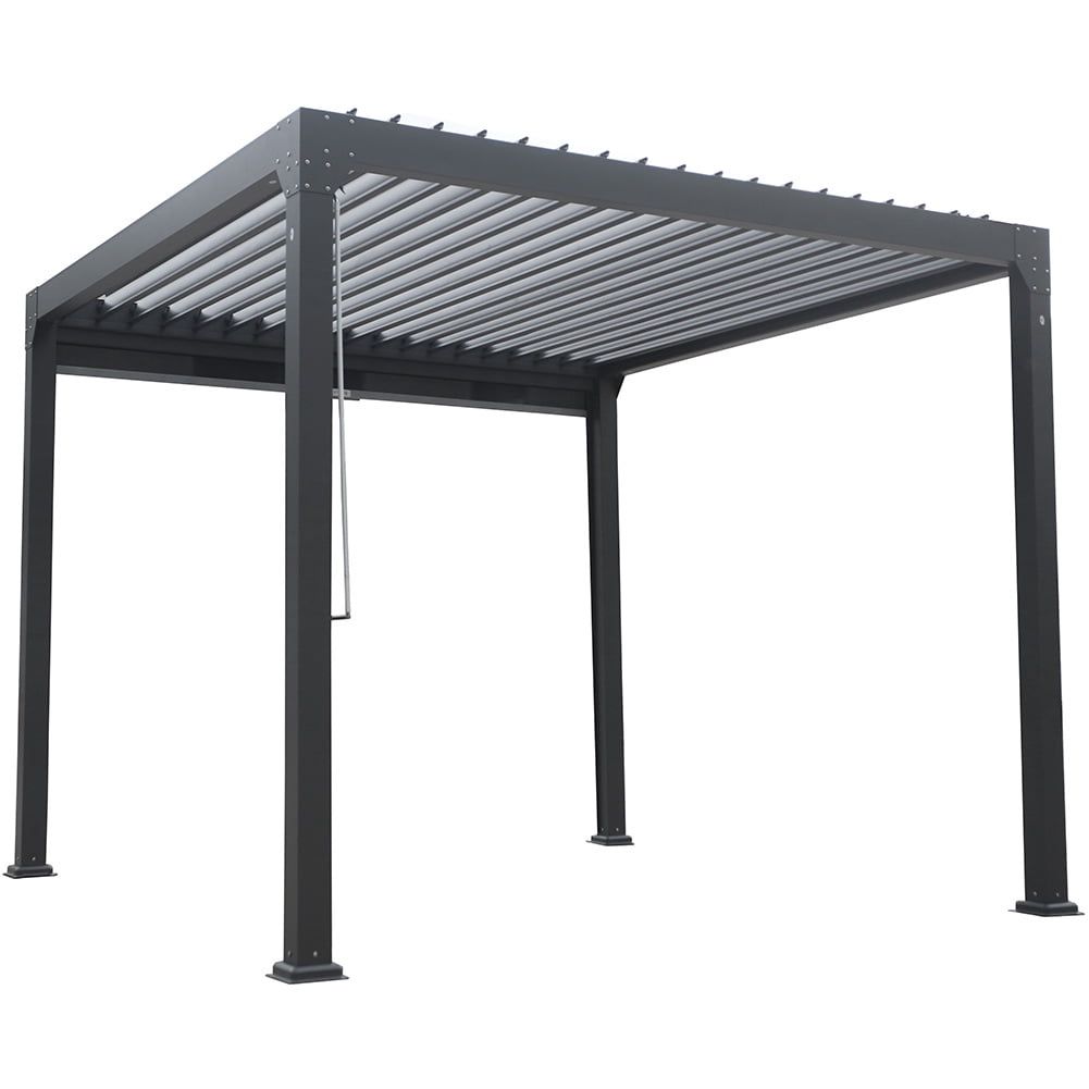 Modern Gray 10' x 10' Aluminum Louvered Pergola