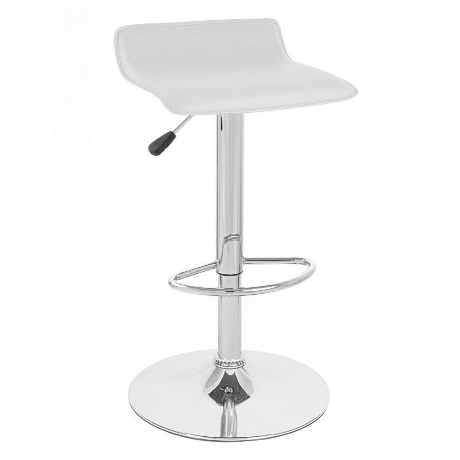 Saddle Swivel Adjustable Barstool in White Leather and Chrome