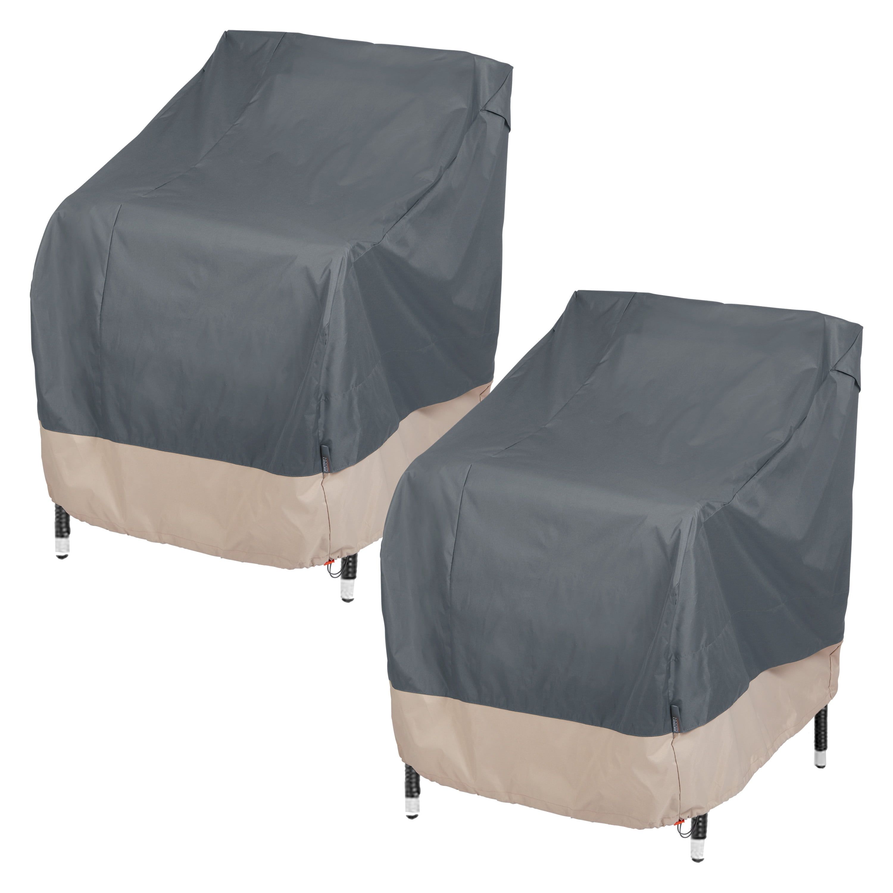 Gray and Beige Weather-Resistant Patio Chair Covers, 27" x 34" x 31", 2-Pack