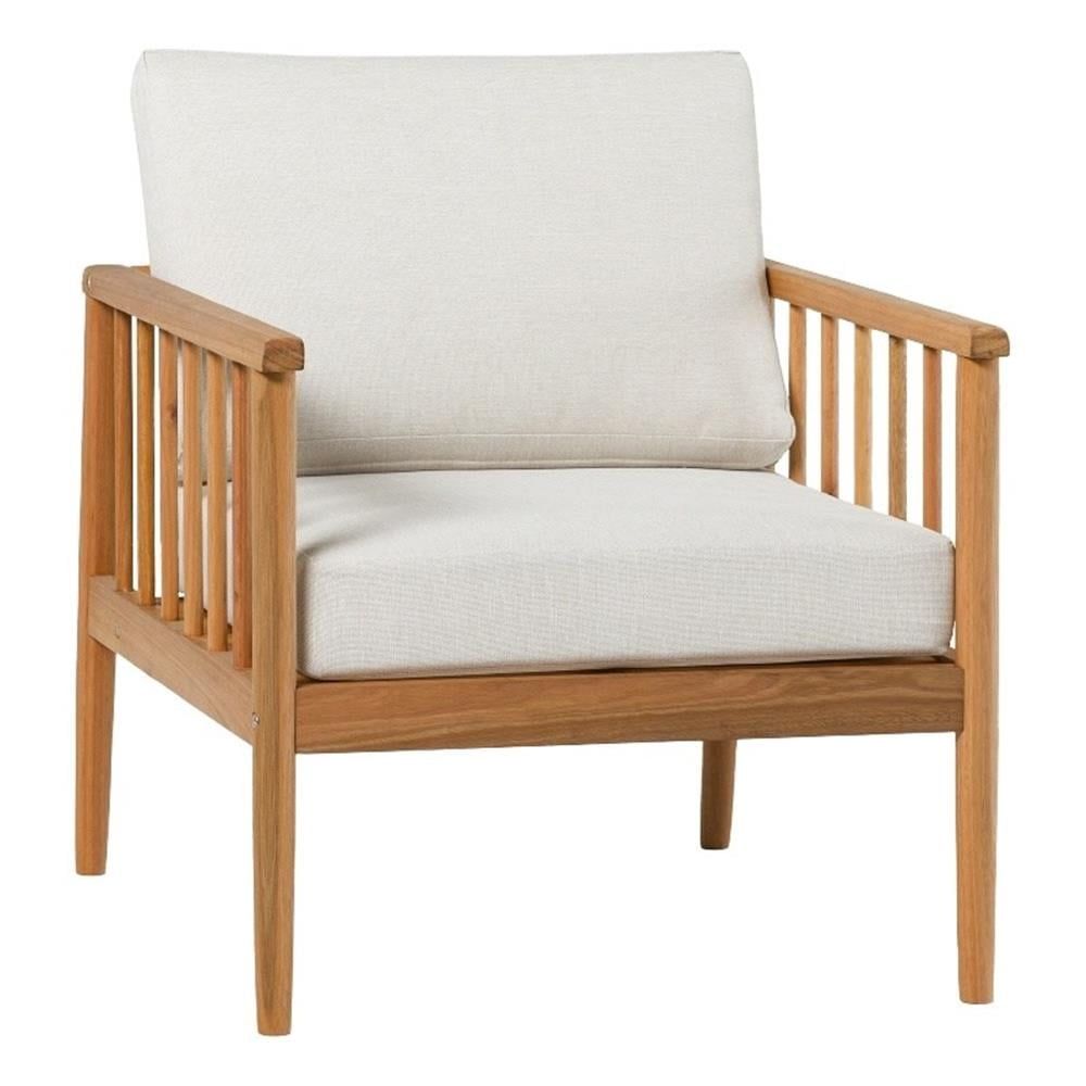 Natural Eucalyptus Wood Spindle Lounge Chair with Cushions