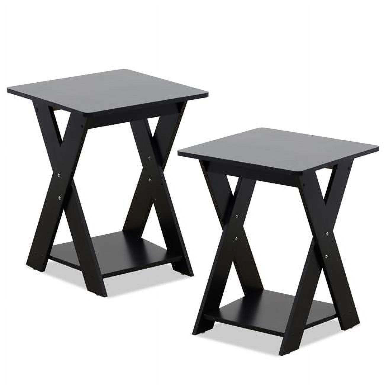 Espresso Criss-Crossed Wood End Tables Set of 2