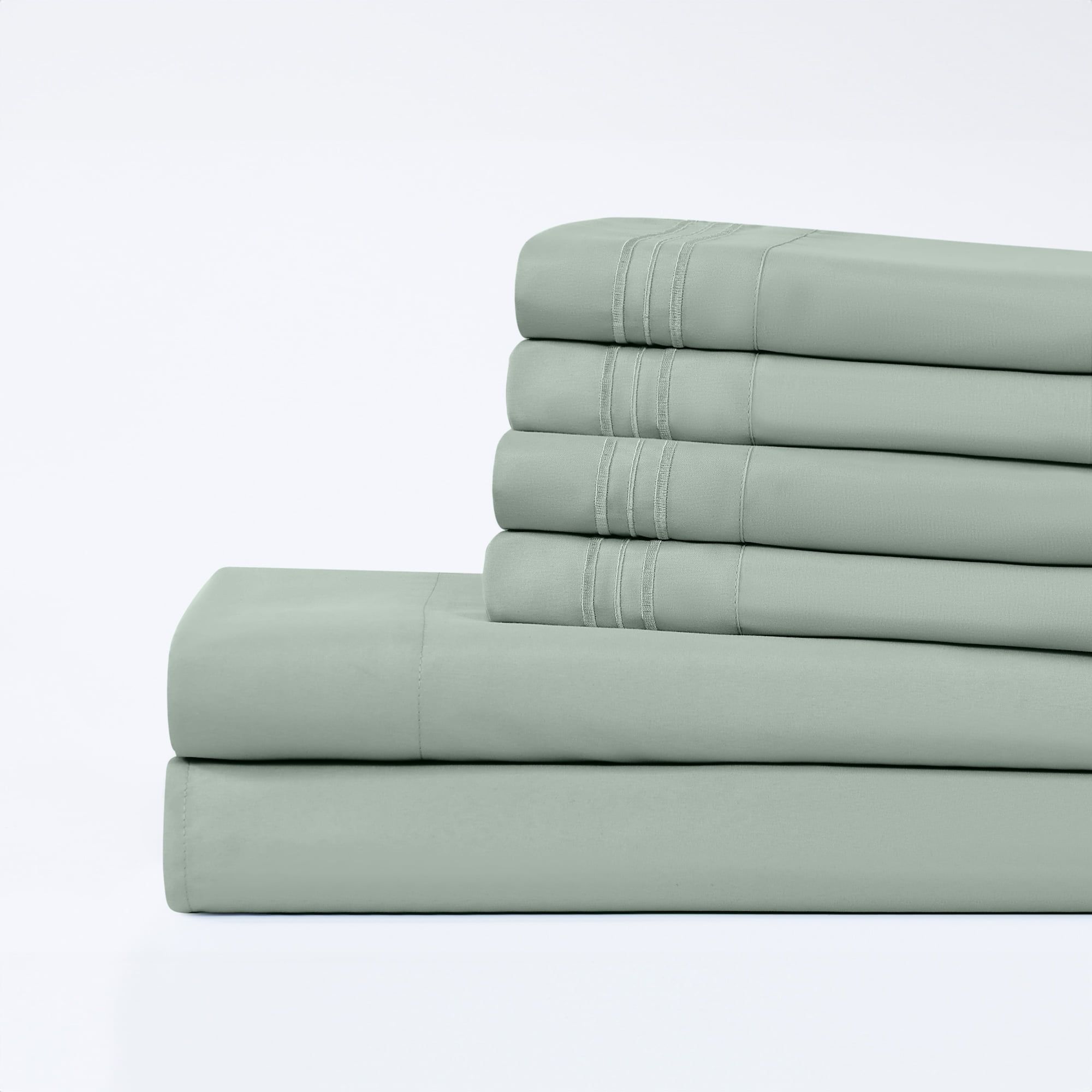 Aloe Green King Deep Pocket Microfiber 6-Piece Sheet Set