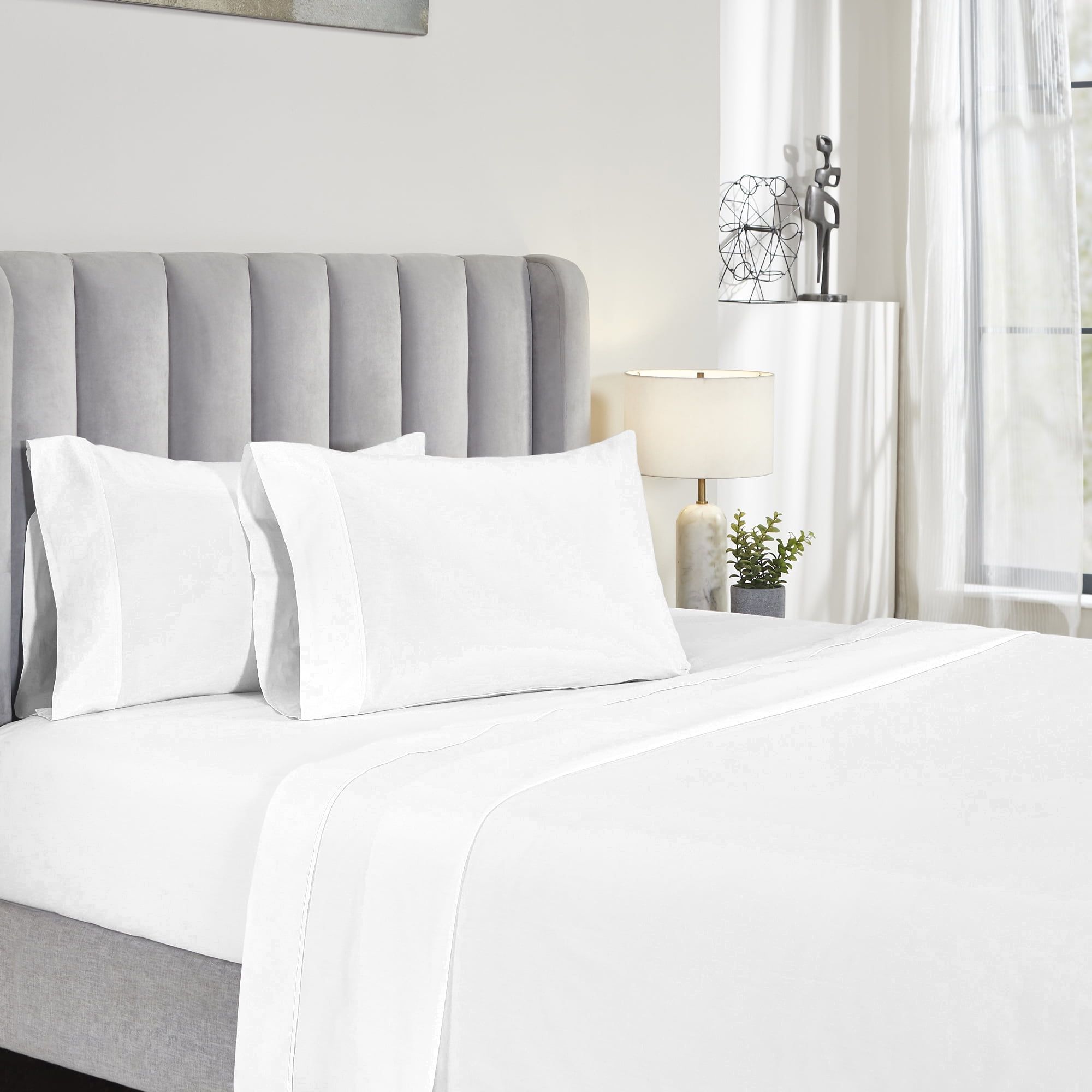 White Organic Cotton Percale California King Sheet Set