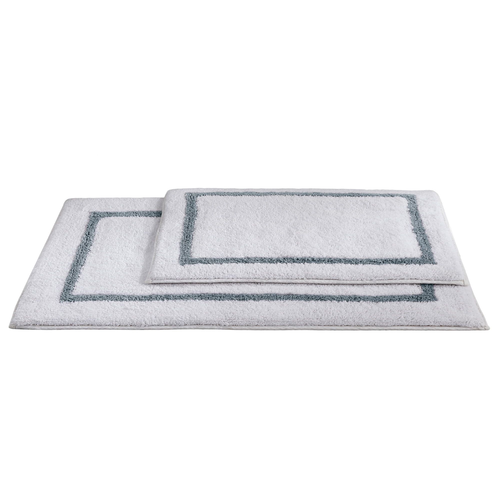 Super Soft Reversible Silver Cotton 24" Square Bath Rug
