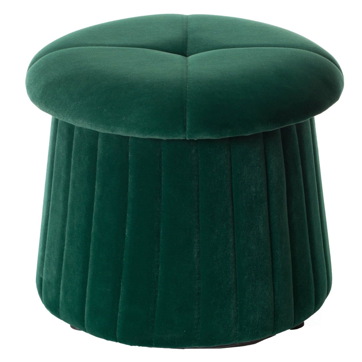 Modern Green Velvet Tufted Round Footstool with Storage