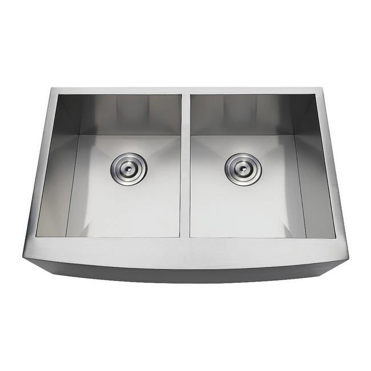 Brushed Stainless Steel Double Bowl Farmhouse Kitchen Sink