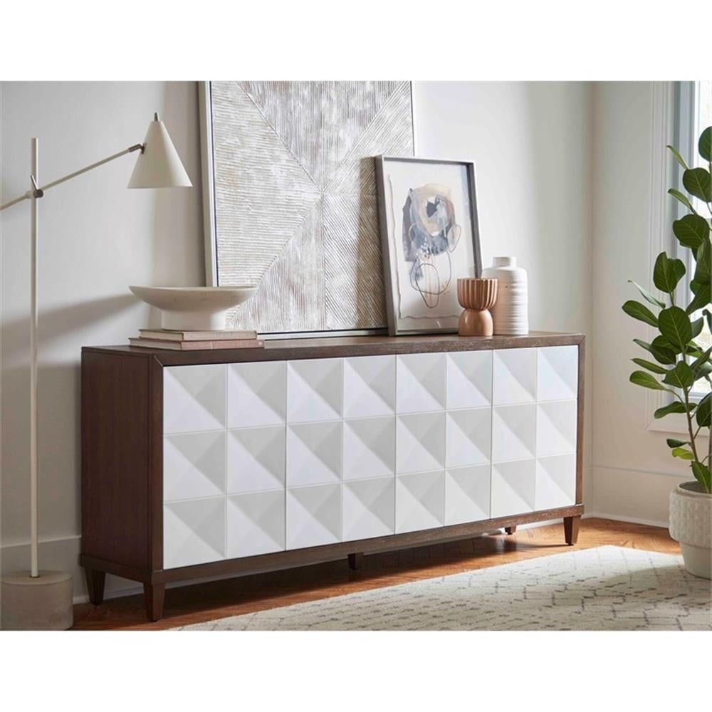 Modern Brown and White 80" Wood Console Cabinet