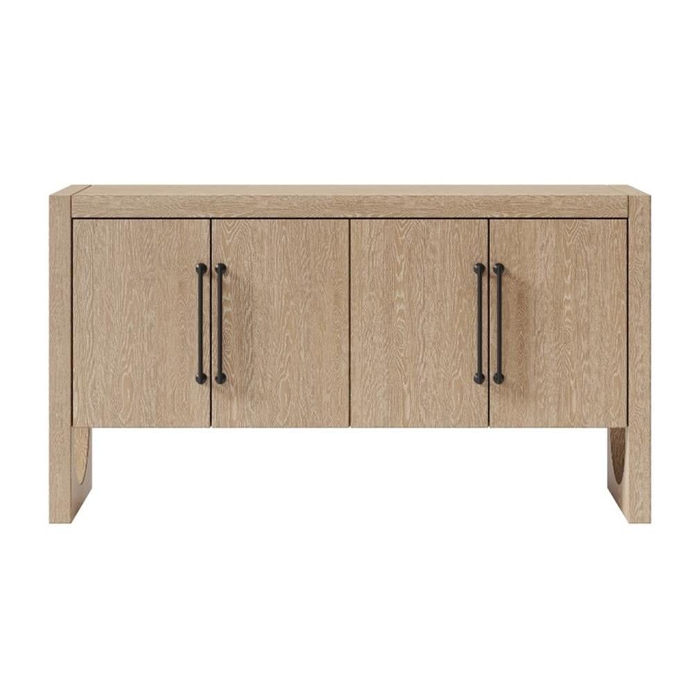 Light Brown Oak Veneer Modern Sideboard with U-Shaped Legs