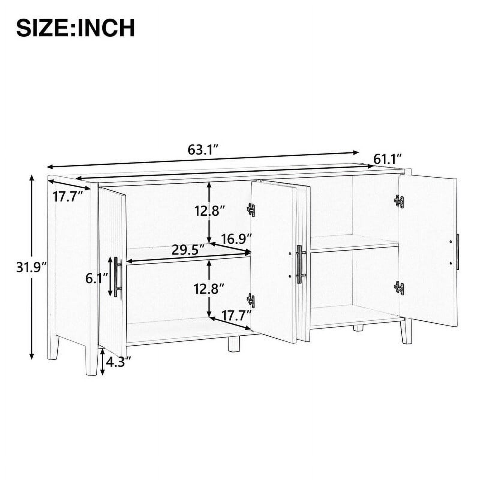 Black Pine and MDF Modern Sideboard Buffet Cabinet with Storage