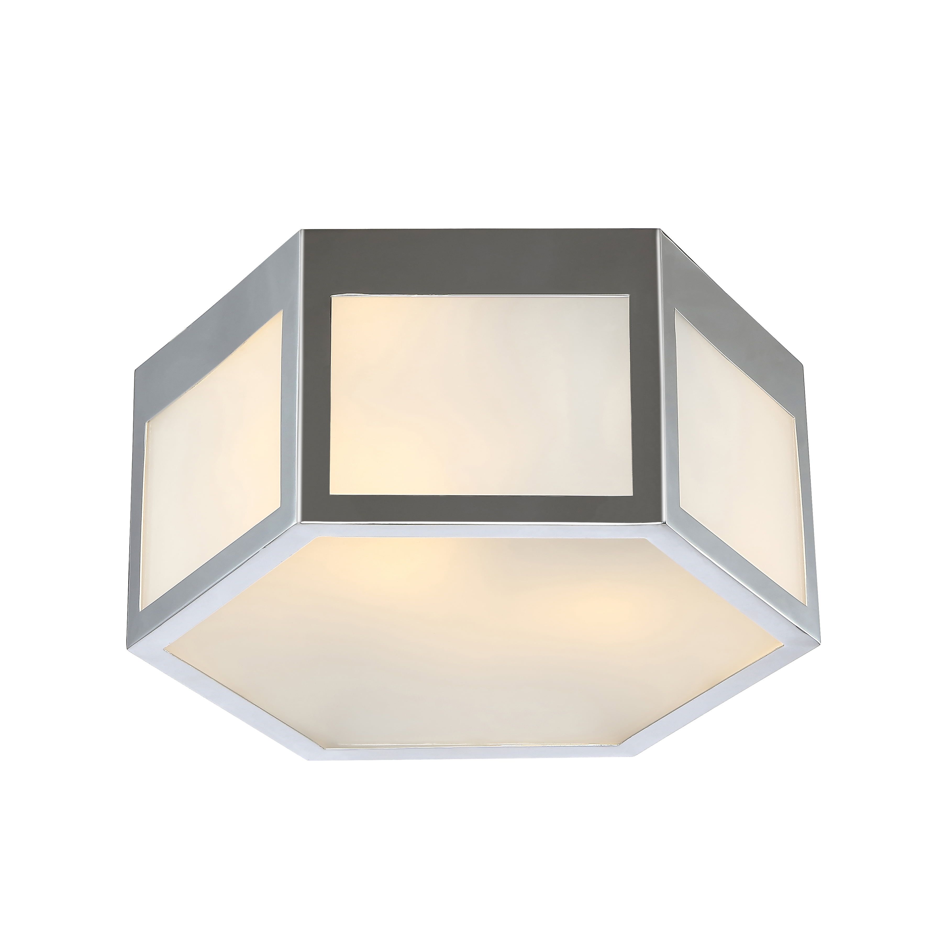 Moderno Classic 15.75" Chrome Hexagon LED Flush Mount