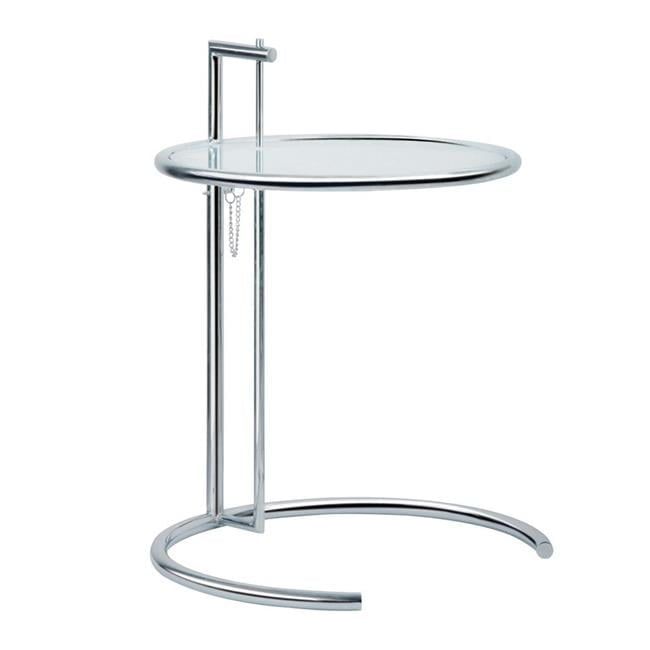 Eileen Adjustable Height Round Glass and Metal End Table