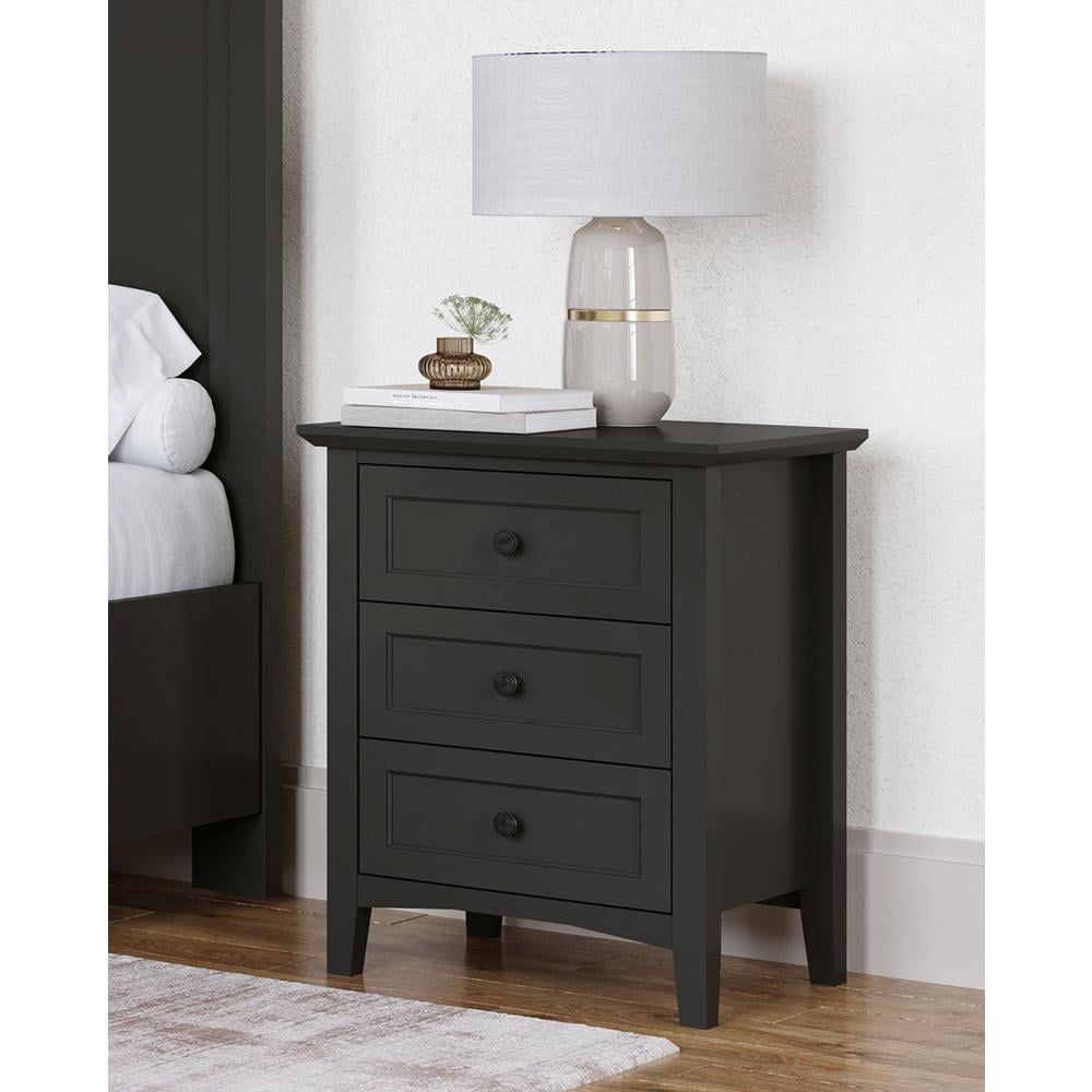 Raven Black Mahogany 3-Drawer Nightstand