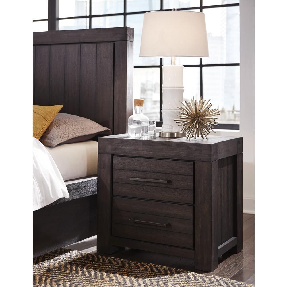 Heath Distressed Basalt Gray Solid Wood 2-Drawer Nightstand