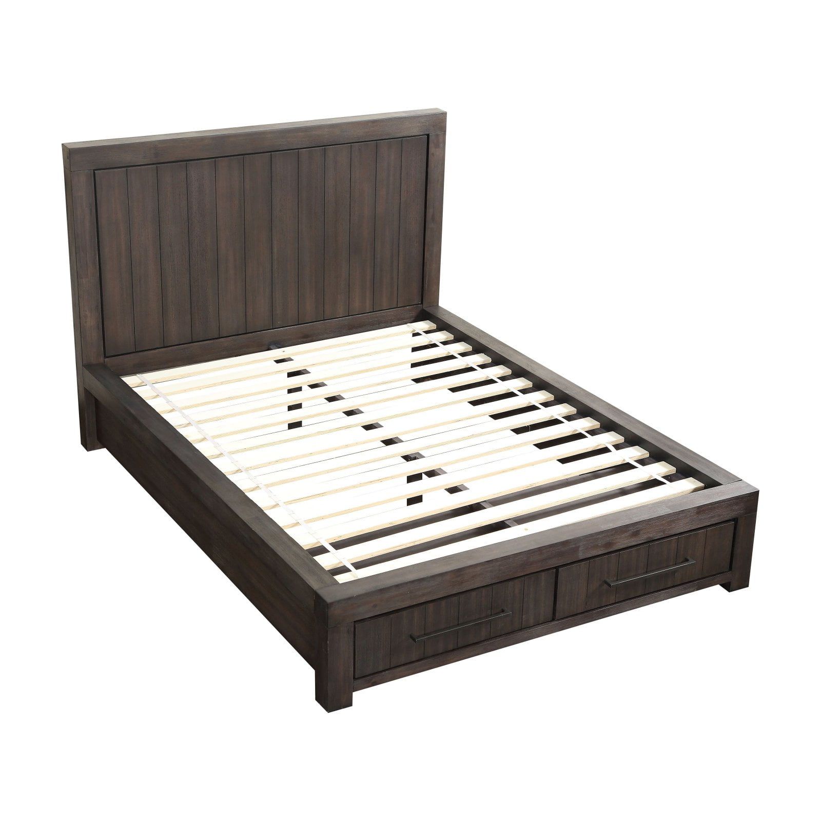 Basalt Gray Queen Solid Wood Storage Bed with Drawers