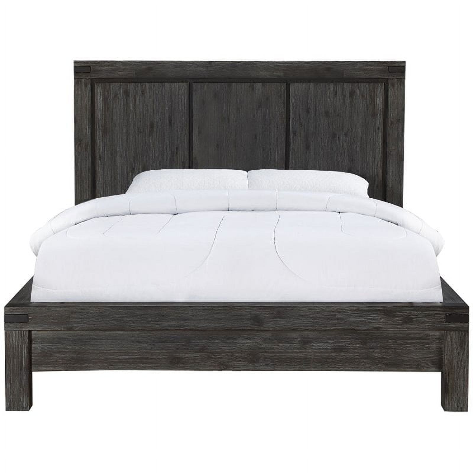 Graphite Solid Wood King Storage Bed with Headboard and Drawers