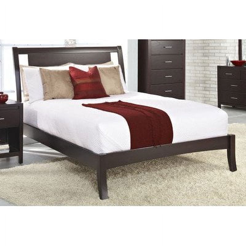 Espresso King Solid Wood Platform Bed with Sleigh Headboard