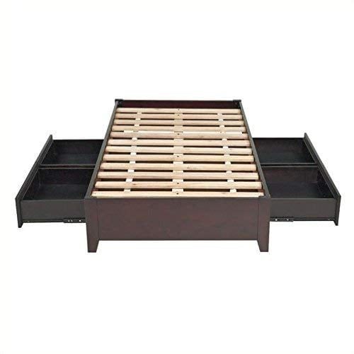 Espresso King Solid Wood Platform Storage Bed with 4 Drawers