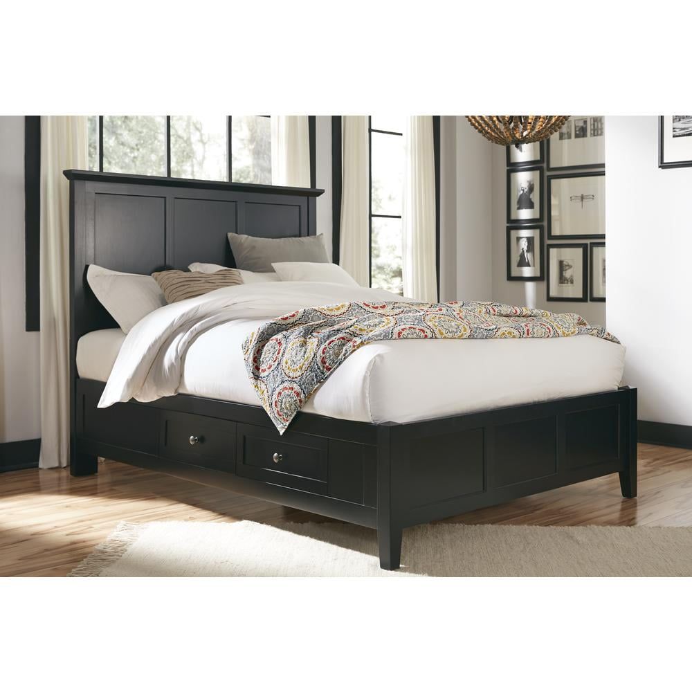 Black Mahogany Full Storage Bed with Headboard and Drawers