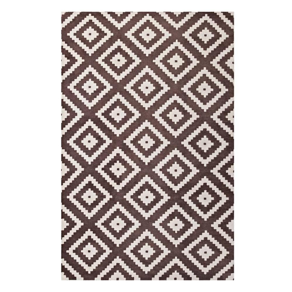 Alika Ivory and Brown Diamond Trellis 8' x 10' Area Rug