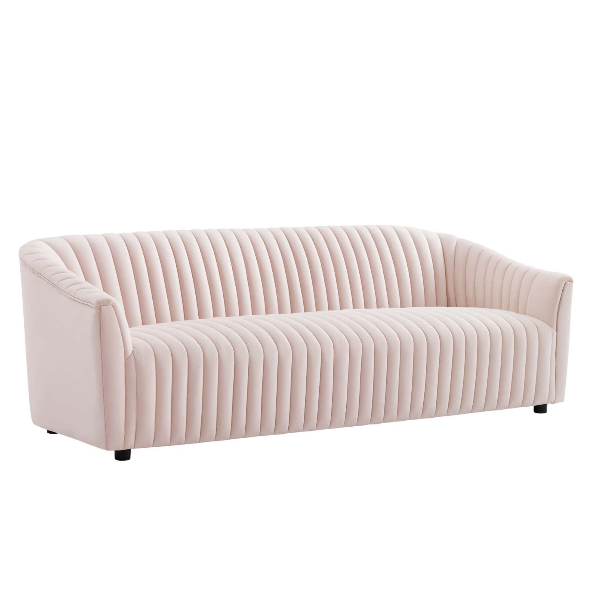 Pink Tufted Velvet Sloped Arm Sofa, 91"