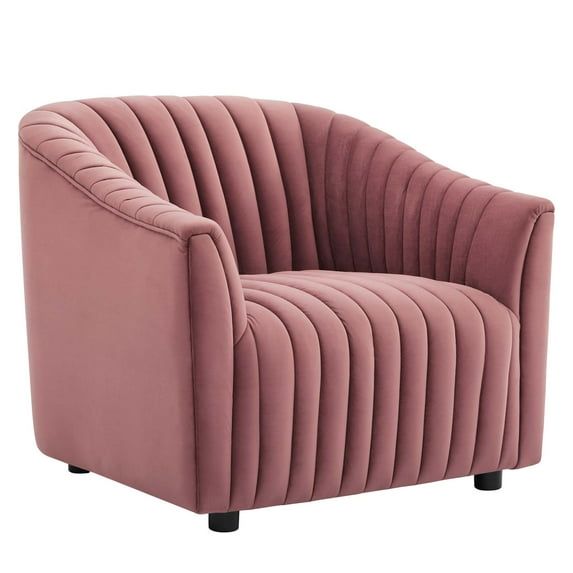 Dusty Rose Velvet Channel Tufted Accent Chair