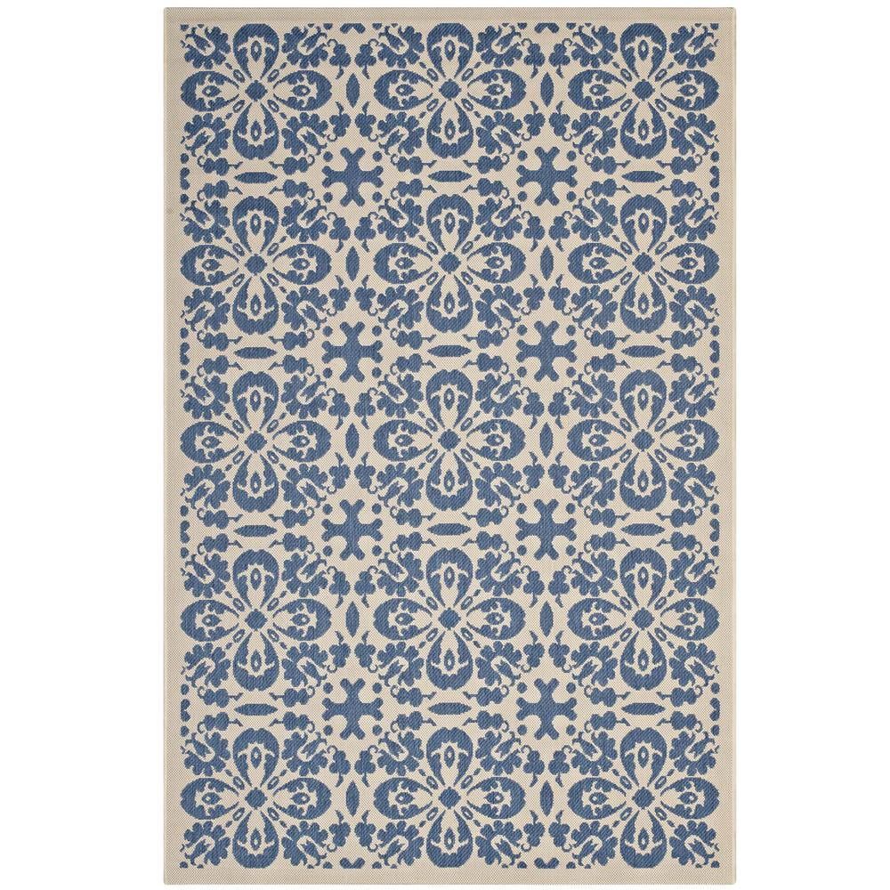 Ariana Vintage Floral Trellis 9' x 12' Blue and Beige Area Rug