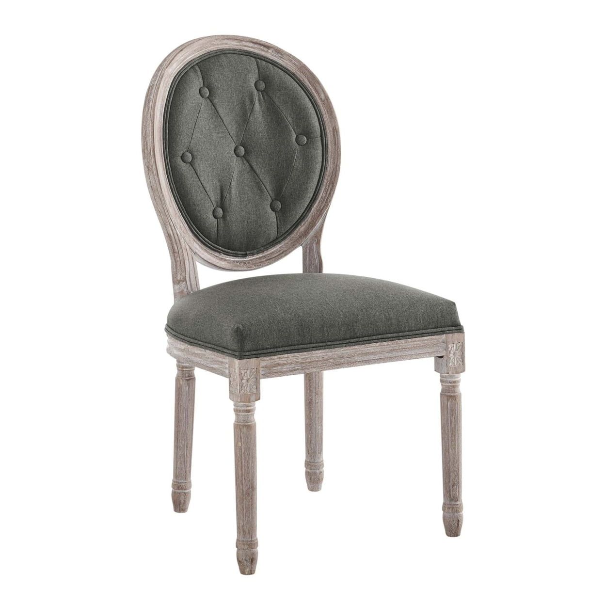 Natural Gray Upholstered Velvet Side Chair with Wood Frame