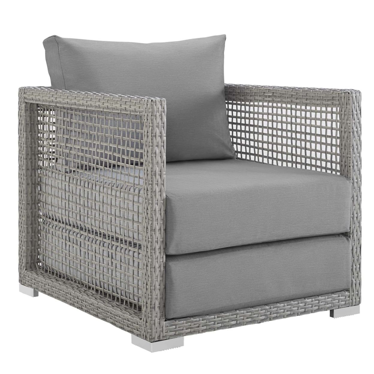Aura Deep-Seat Outdoor Patio Armchair with Gray Cushions