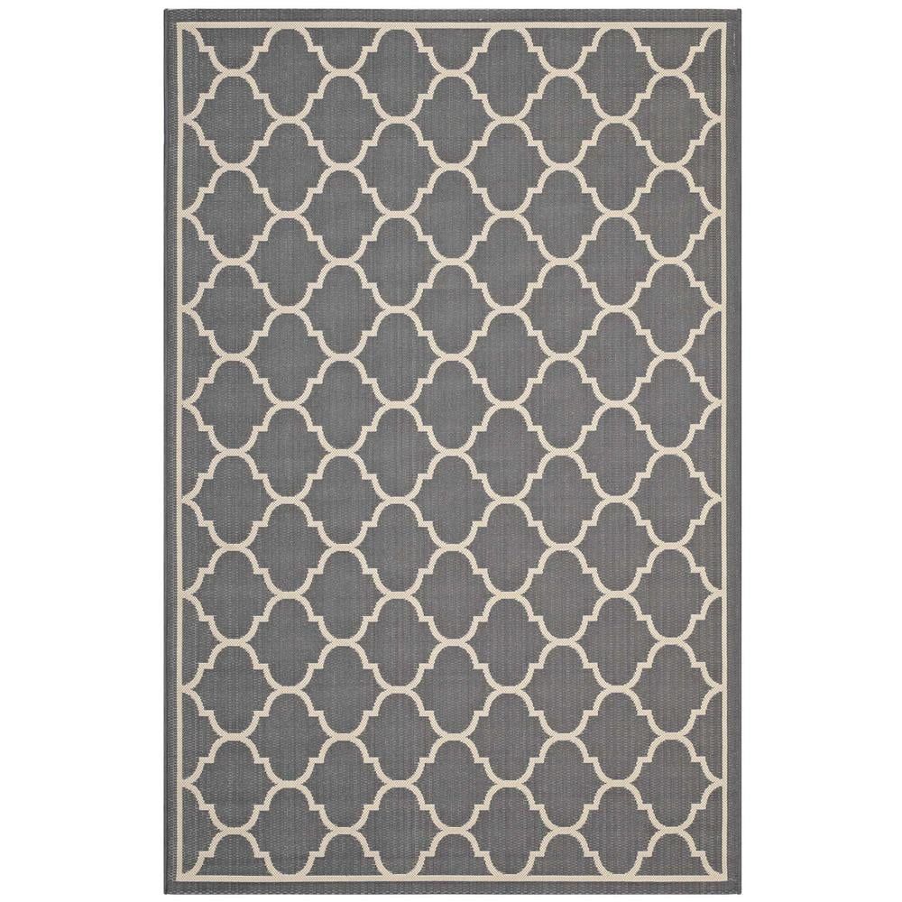 Elegant Gray and Beige Trellis 9' x 12' Synthetic Area Rug