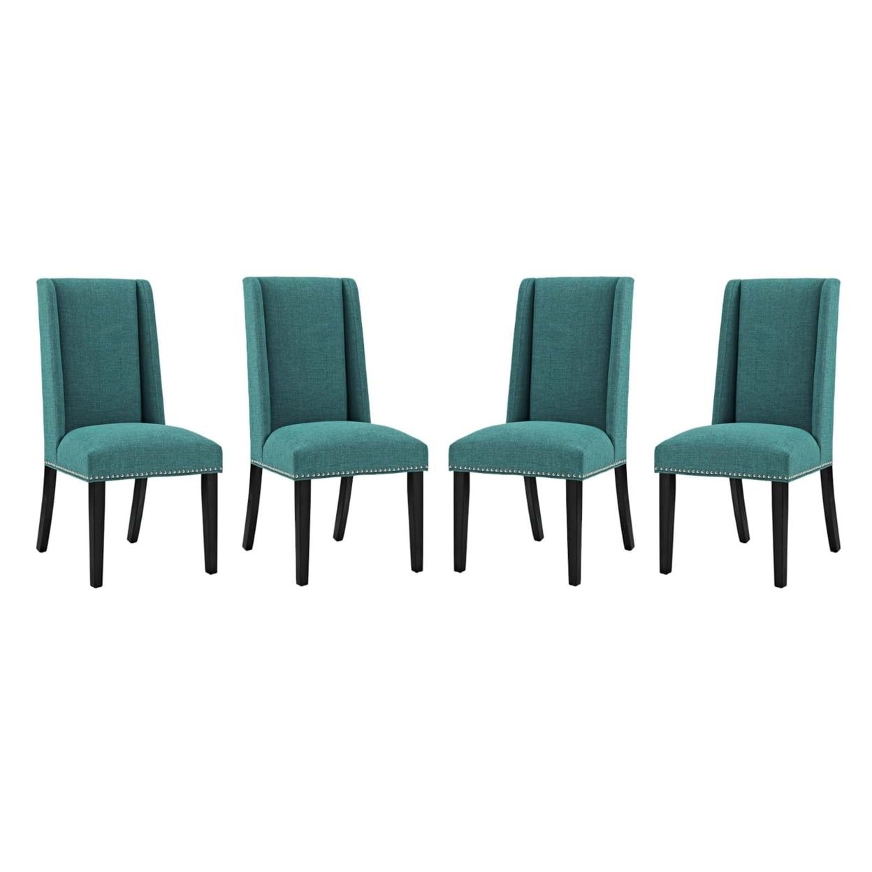 Teal Upholstered Wood Dining Side Chair Set