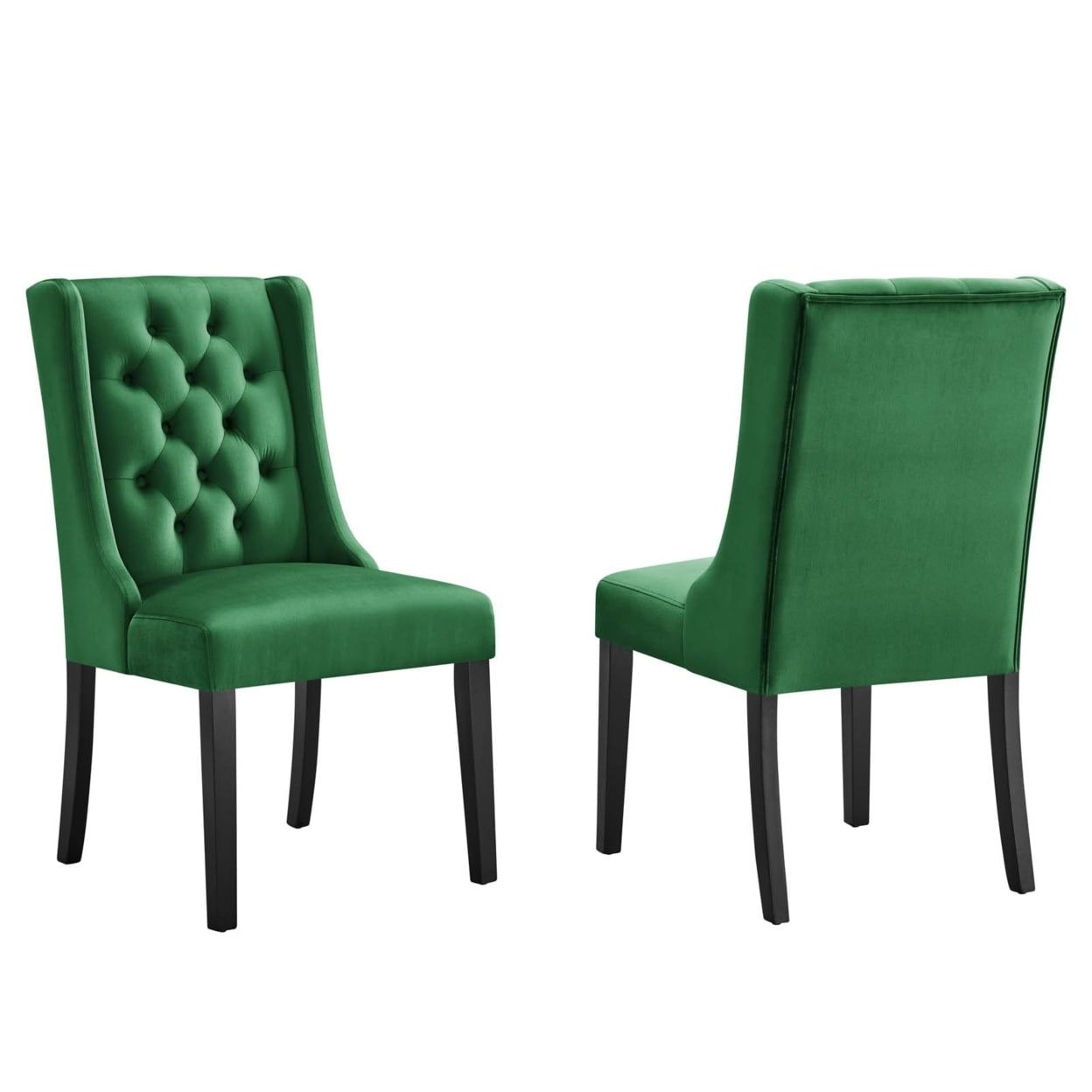 Elegant Emerald Velvet Upholstered Side Chair with Wood Frame