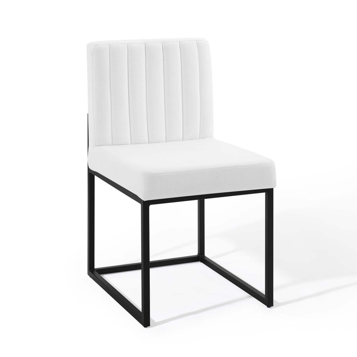 Black and White Channel Tufted Upholstered Dining Chair