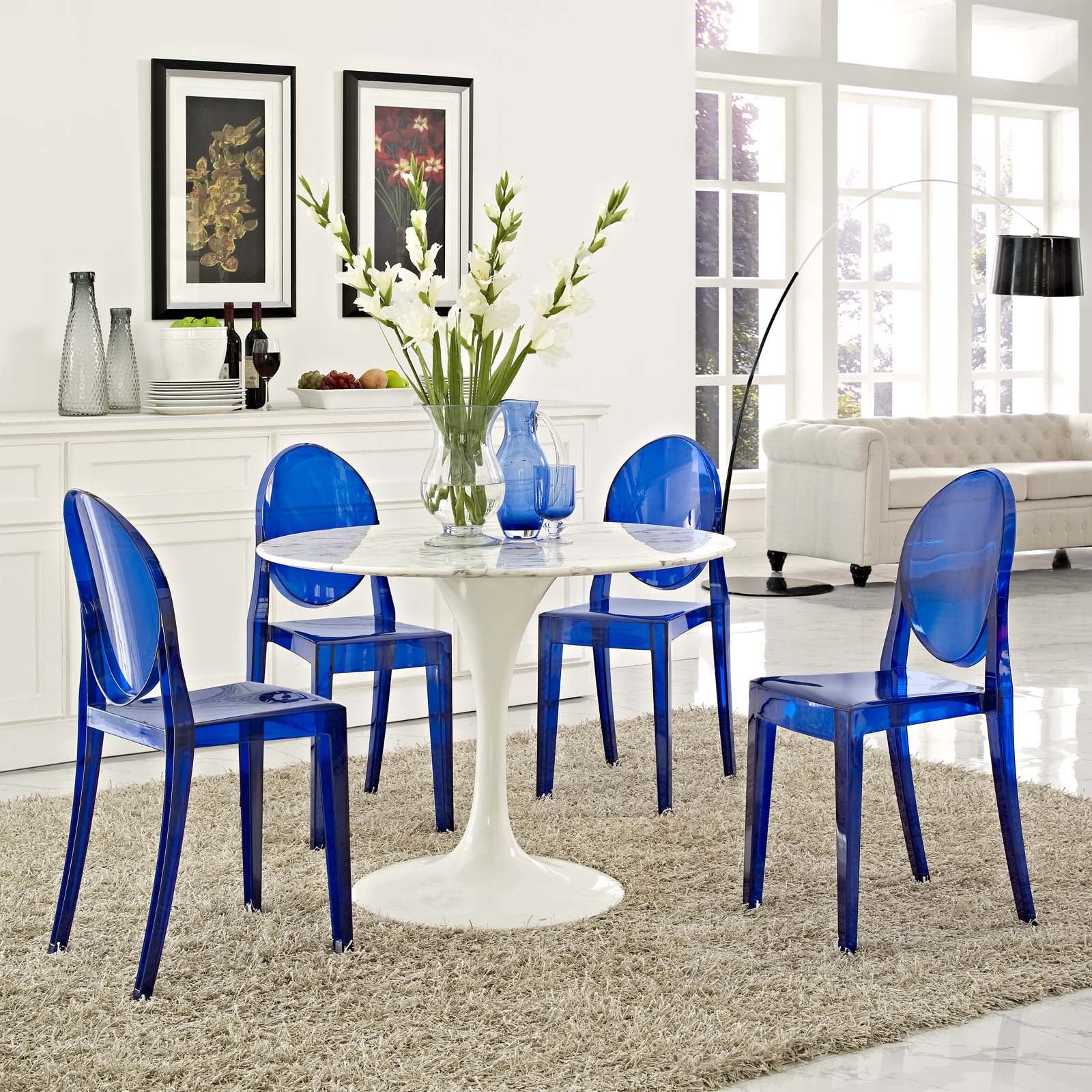 Ethereal Casper Blue Plastic Contemporary Side Chair