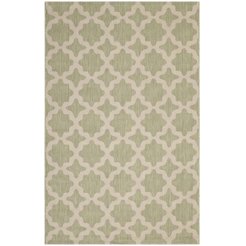 Beige and Light Green Trellis 9' x 12' Synthetic Area Rug