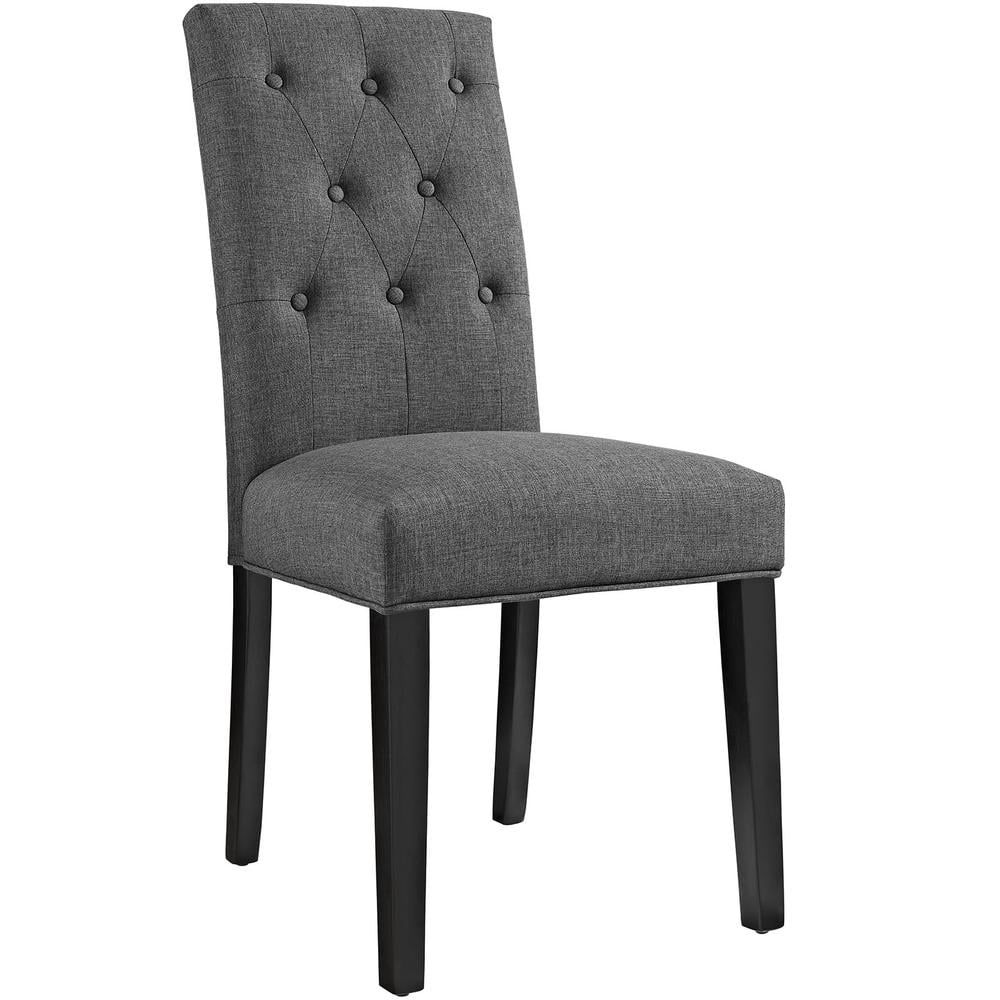 Gray Upholstered Wood Parsons Side Chair